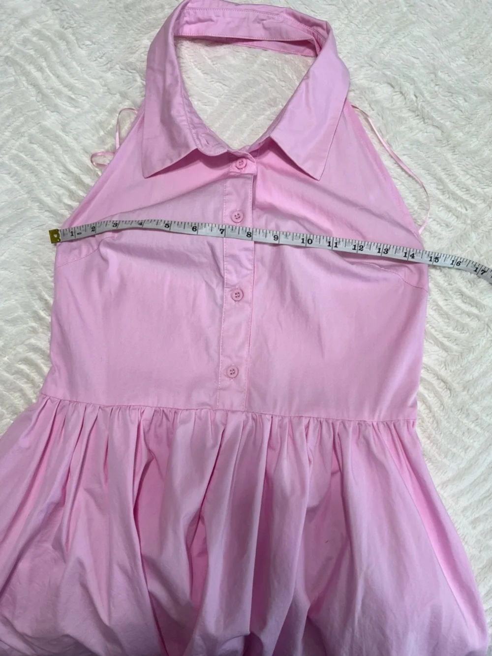 Hunter & Brown Pink Halter Fit Flare Dress Medium Cotton Open Back
